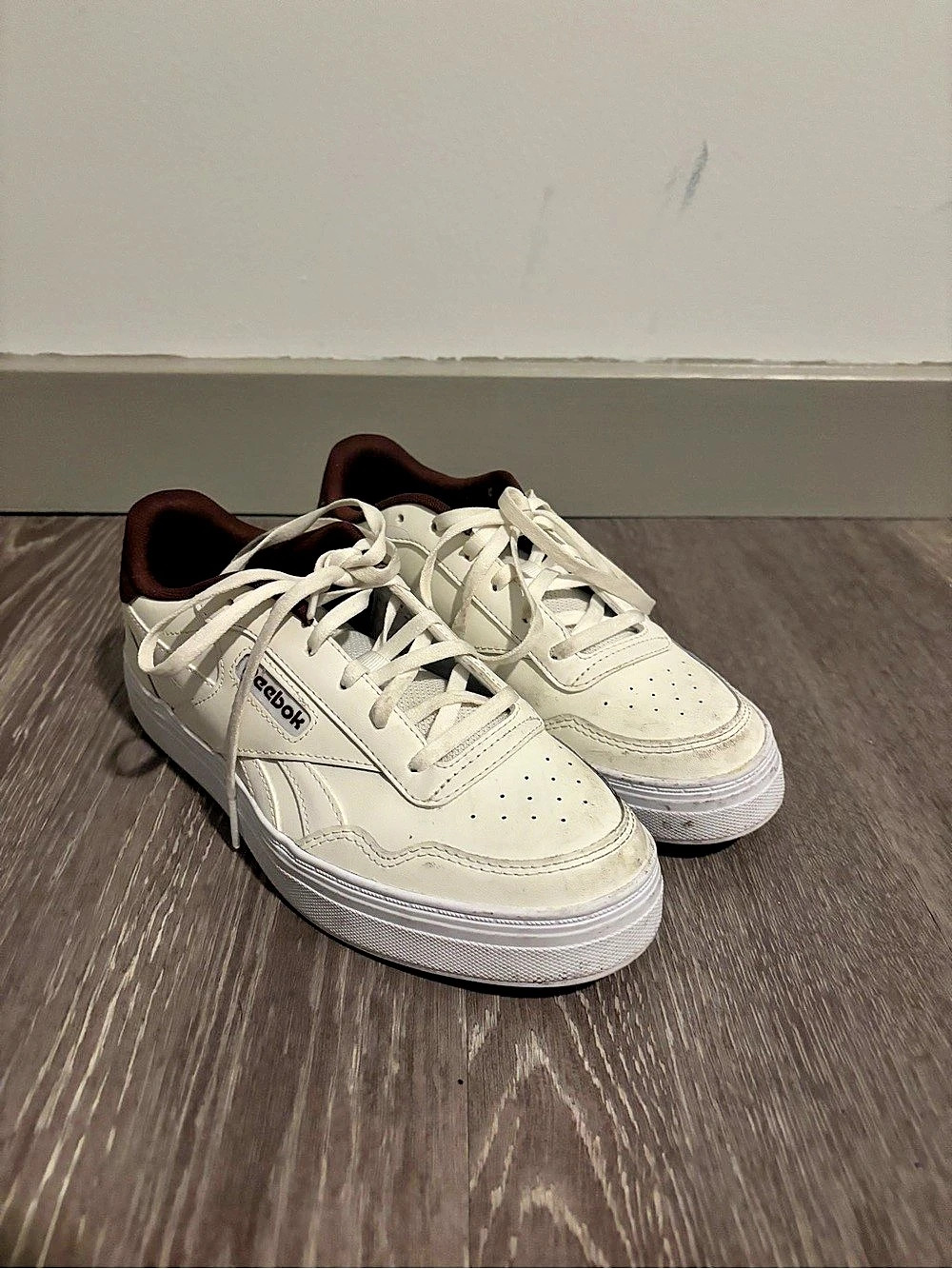 Reebok Court Advance Surge Leather Sneaker Women's White & Brown Sneakers